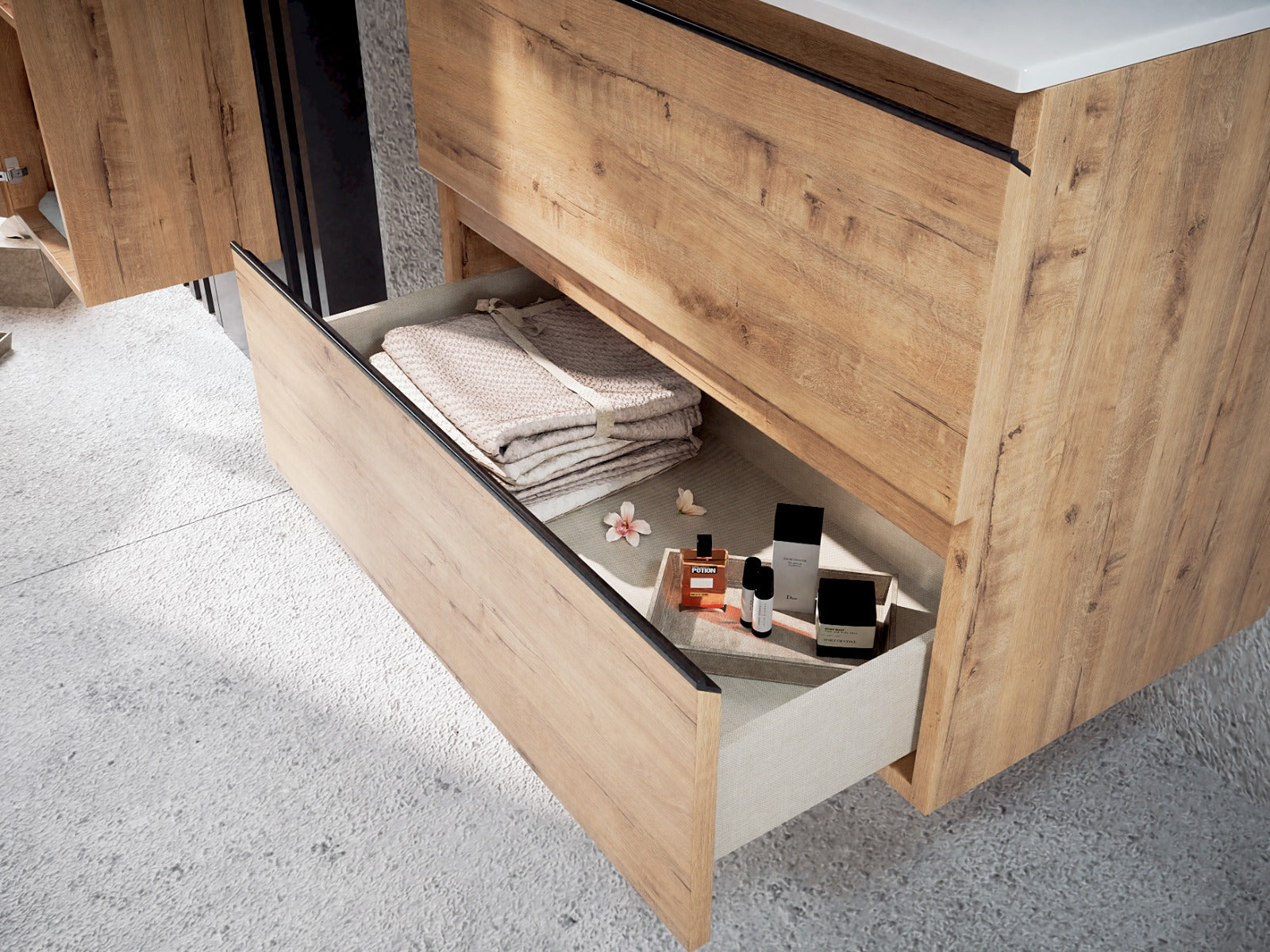 BATHME MADISON TOP Conjunto Completo Mueble 2 Cajones Roble Ostippo