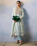 Blue Bandhej Kurta Pant Set With Dupatta By KYNAH, Luxury Indian Fashion & Bridal Wear