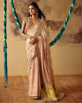 Cream Bandhani Sari Set By KYNAH, Luxury Indian Fashion & Bridal Wear