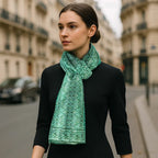 Green Silk Scarf Islamic Tiles