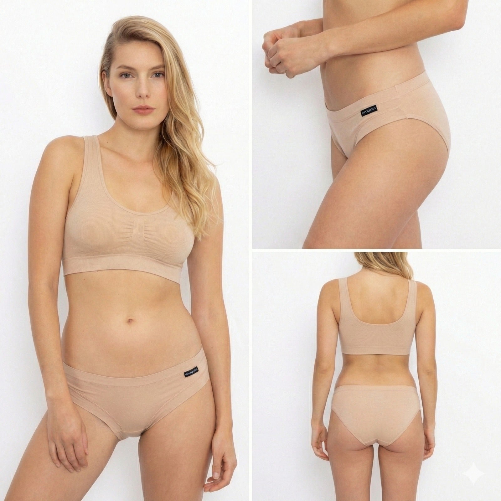 Don Algodon Pack de 6 Braguitas Beige Tiro Medio de Algodón para Mujer