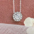 White Gold Halo Round Diamond Pendant
