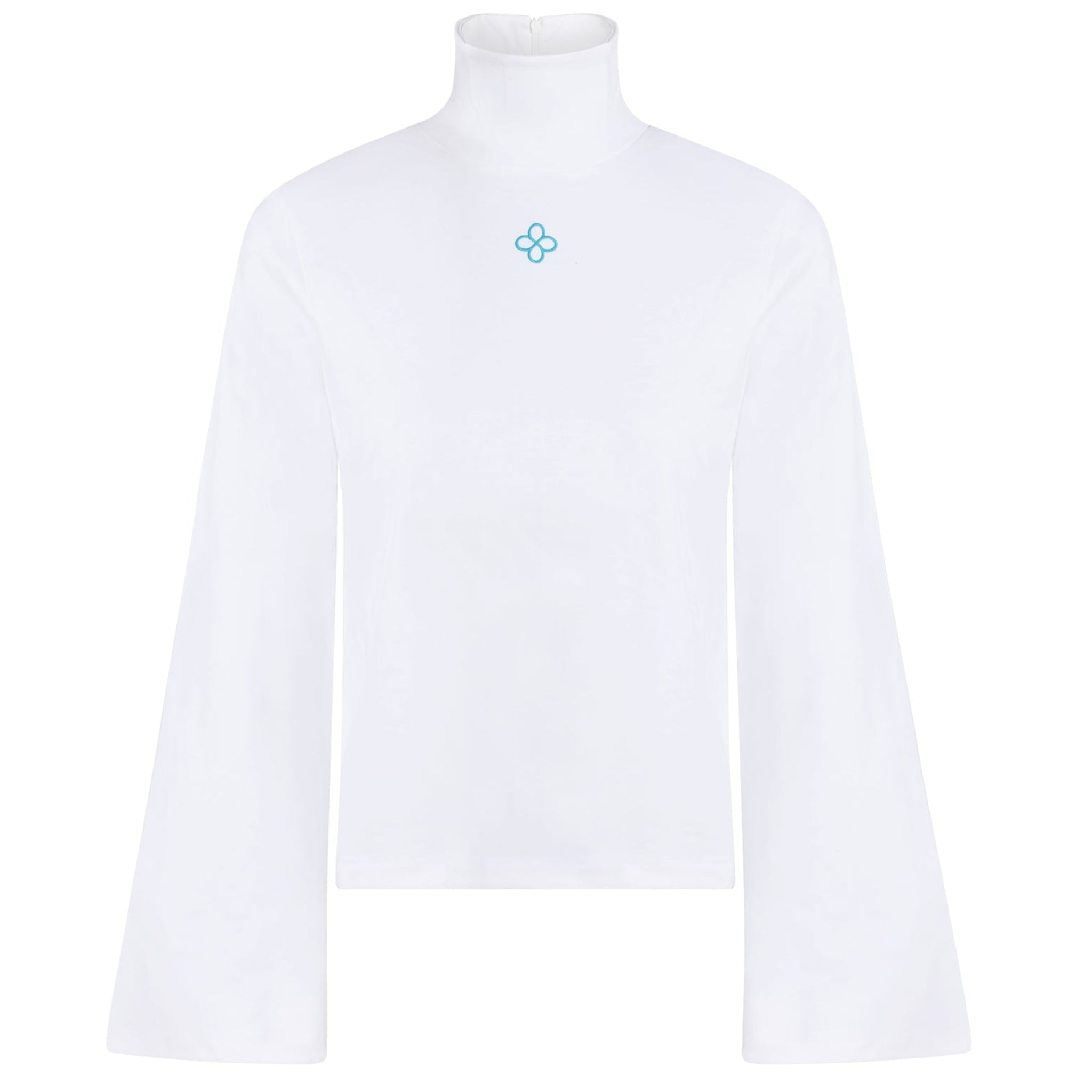 White Organic Cotton High Neck Top