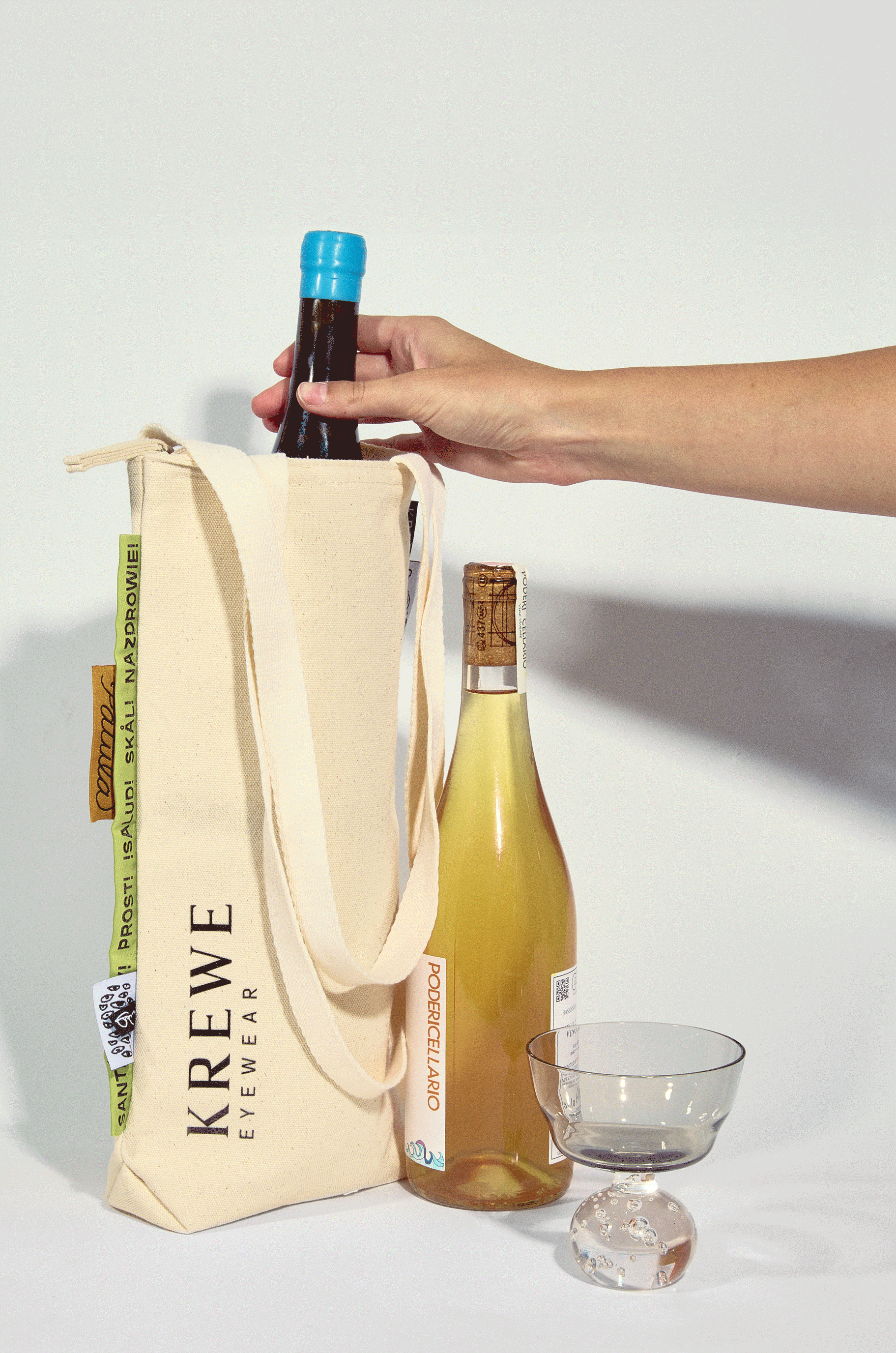 KREWE The Insulated Wine Tote | Woven Canvas