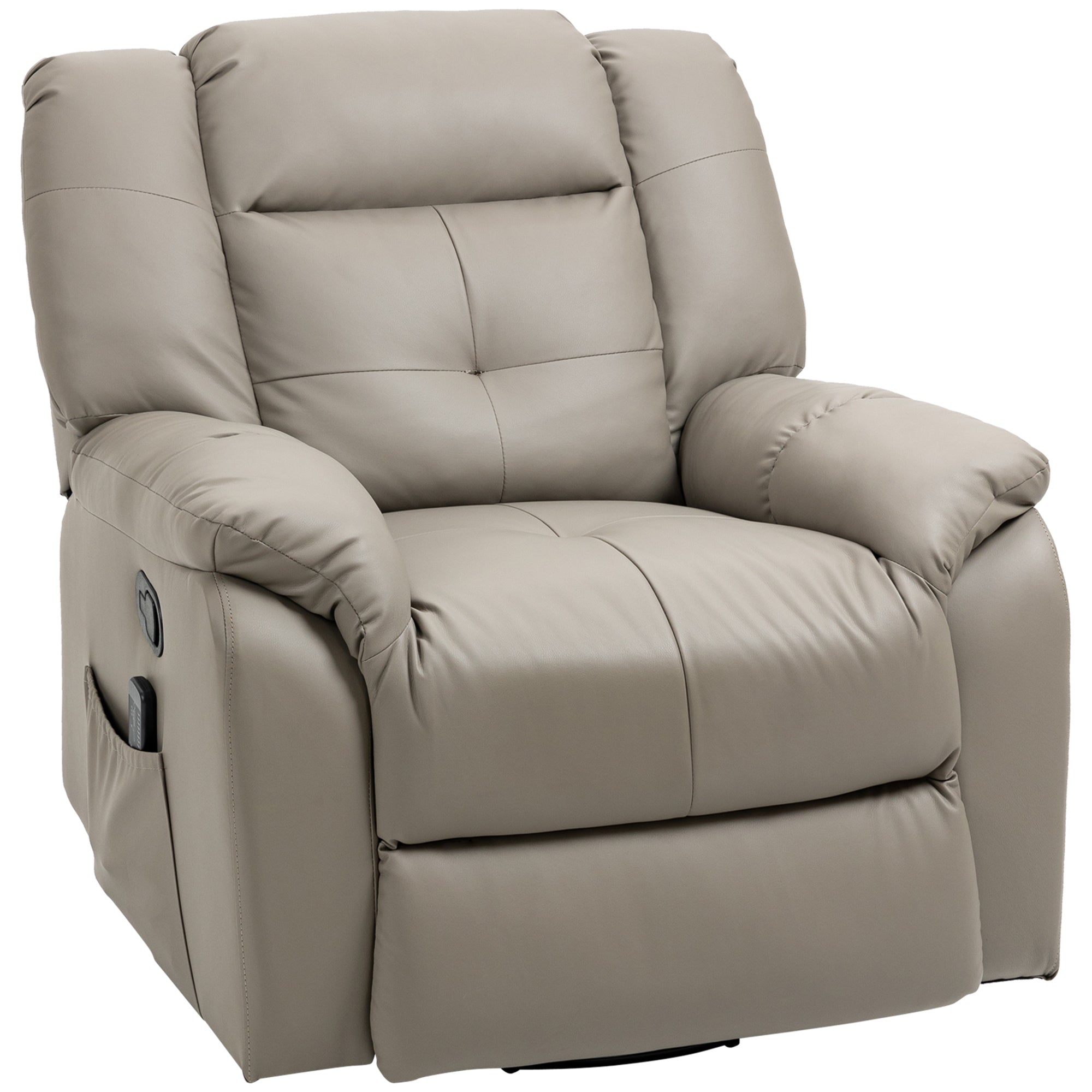 8 Point Vibration Swivel Recliner with Rocking Function and Remote Control, Grey