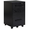 3 Drawer File Cabinet on Wheels with Lock, Flat Top & Hanging Bars for A4 Size, Black