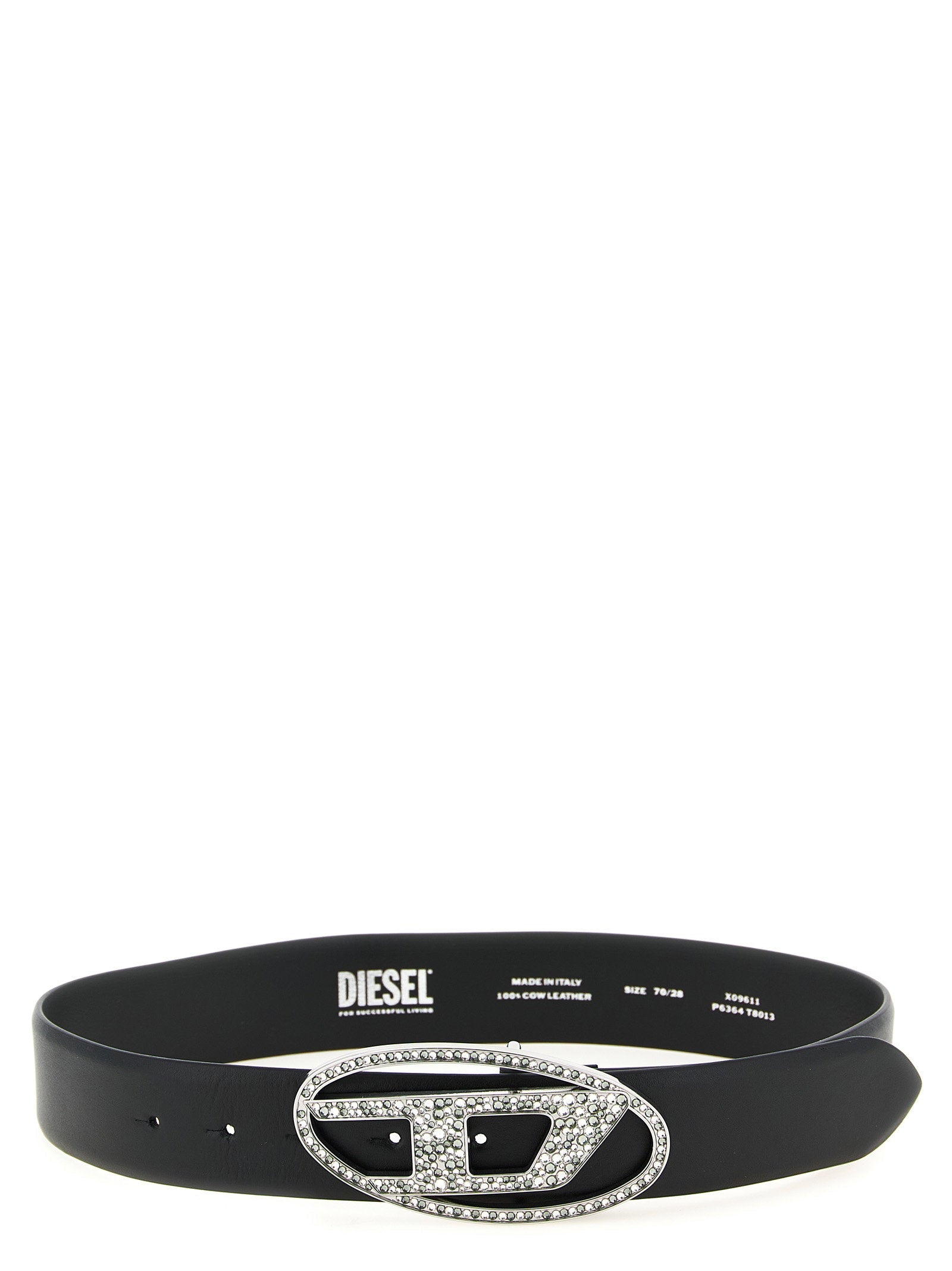 Diesel Crystal-Embellished Belt — Black