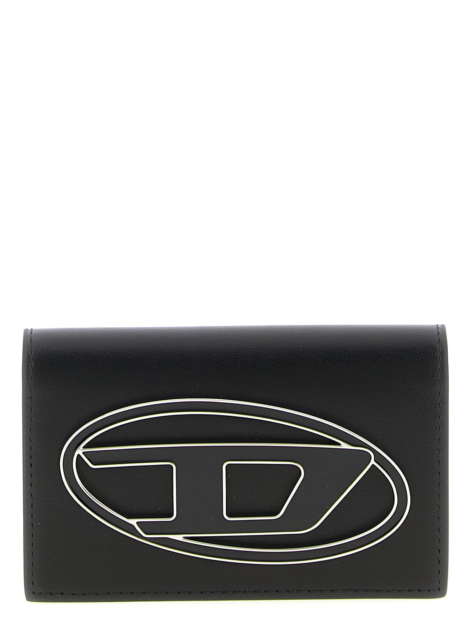 Diesel Logo-Embossed Leather Card Case — Black