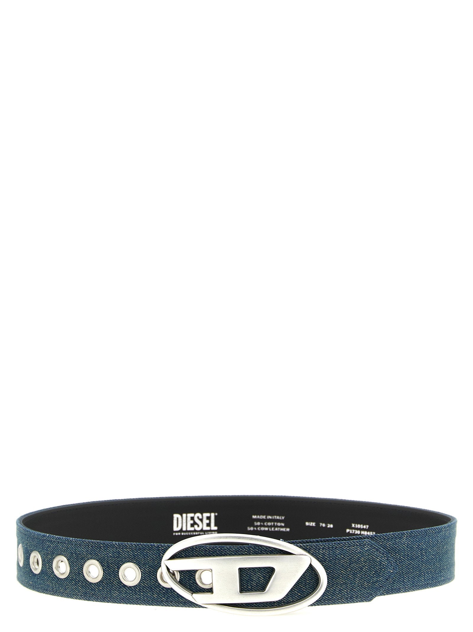 Diesel Denim-Covered Leather Belt — Teal