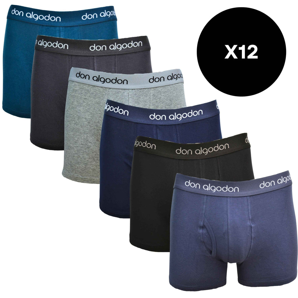 Don Algodón Premium | Pack 12 Boxers para Hombre  | Transpirables | 6 Colores Diferentes