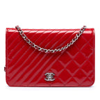 CC Quilted Patent Coco Boy Wallet On Chain