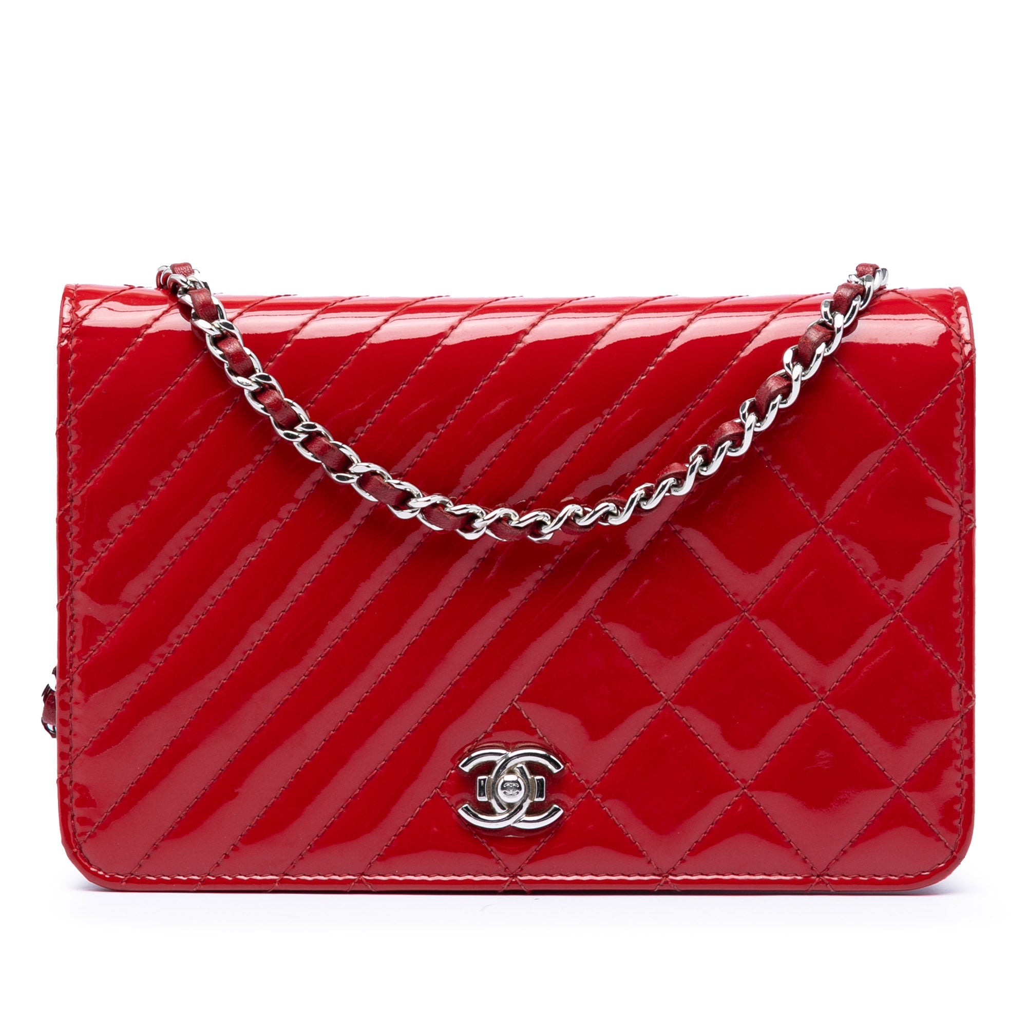 CC Quilted Patent Coco Boy Wallet On Chain