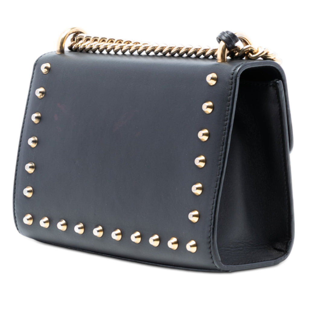Small Pearl Studded Leather Padlock Crossbody