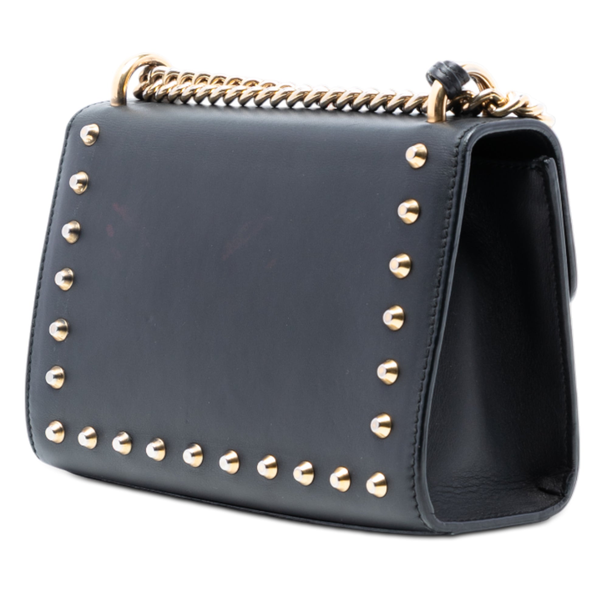 Small Pearl Studded Leather Padlock Crossbody
