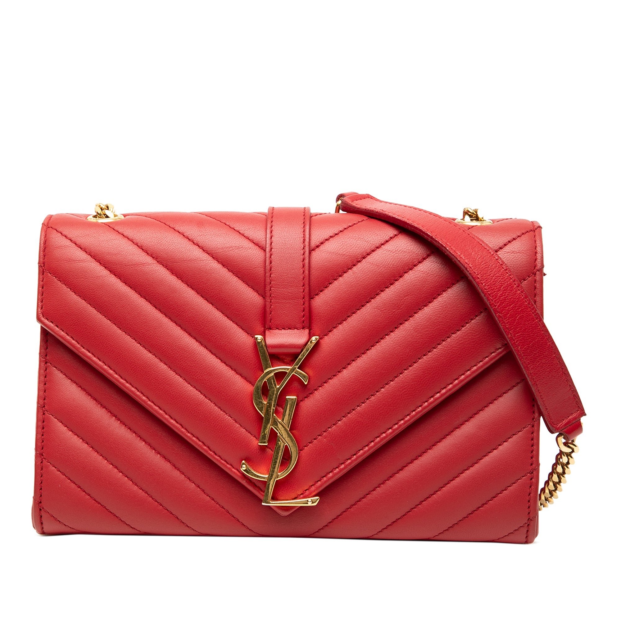 Small Chevron Calfskin Monogram Envelope Bag