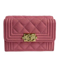 Quilted Caviar Boy Flap Compact Wallet