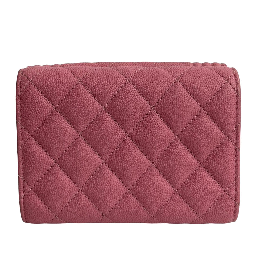 Quilted Caviar Boy Flap Compact Wallet