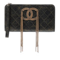 Metallic Lambskin CC Chain Fringe Clutch