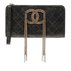 Metallic Lambskin CC Chain Fringe Clutch