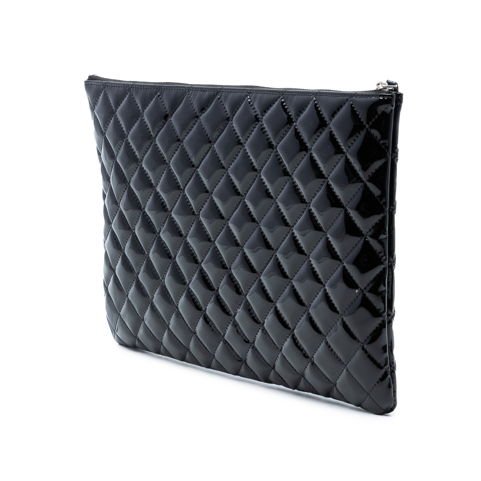 Large Quilted Patent O Case Clutch