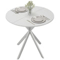 80cm Round Dining Table, Industrial Kitchen Table with Cross Steel Legs for Dining Room, White