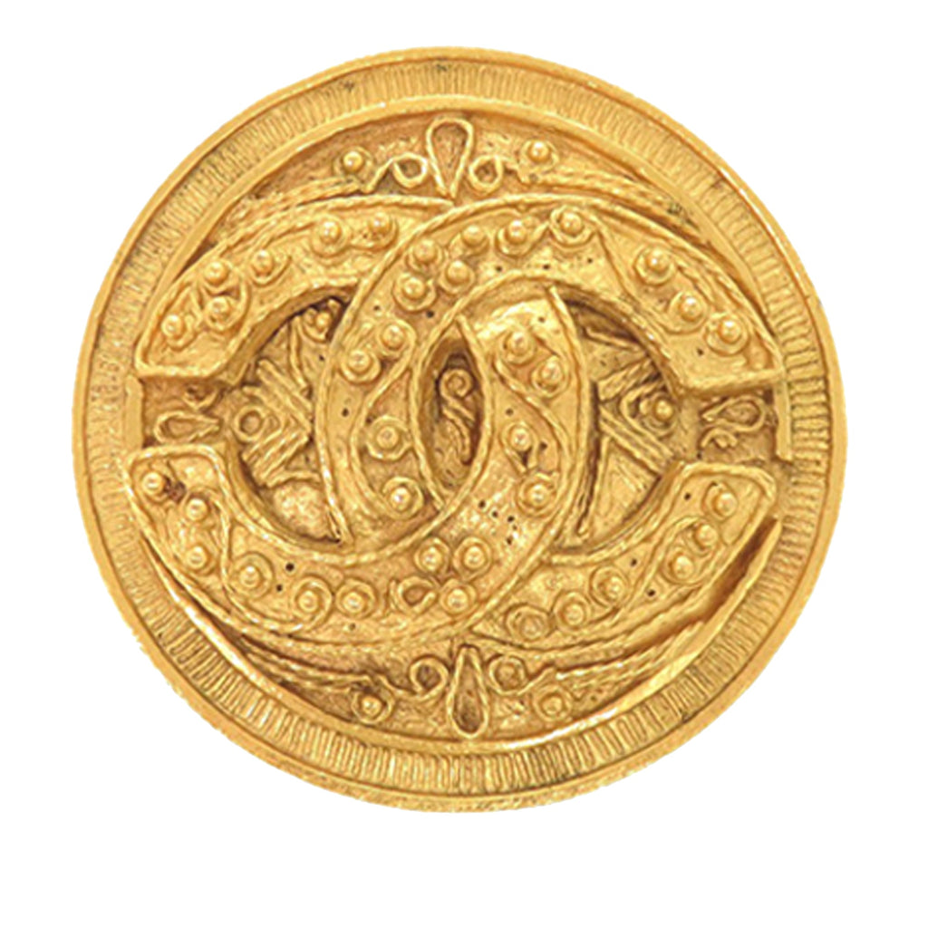 CC Gold Plated Medallion Pin Brooch