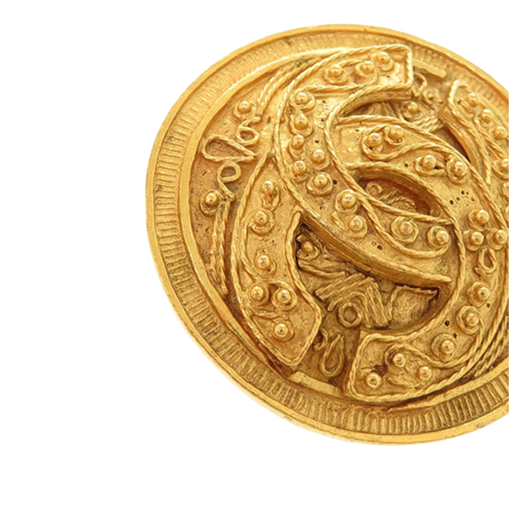 CC Gold Plated Medallion Pin Brooch