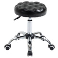 Rolling Swivel Padded Salon Stool with Adjustable Height, Wheeled Massage Chair, Black