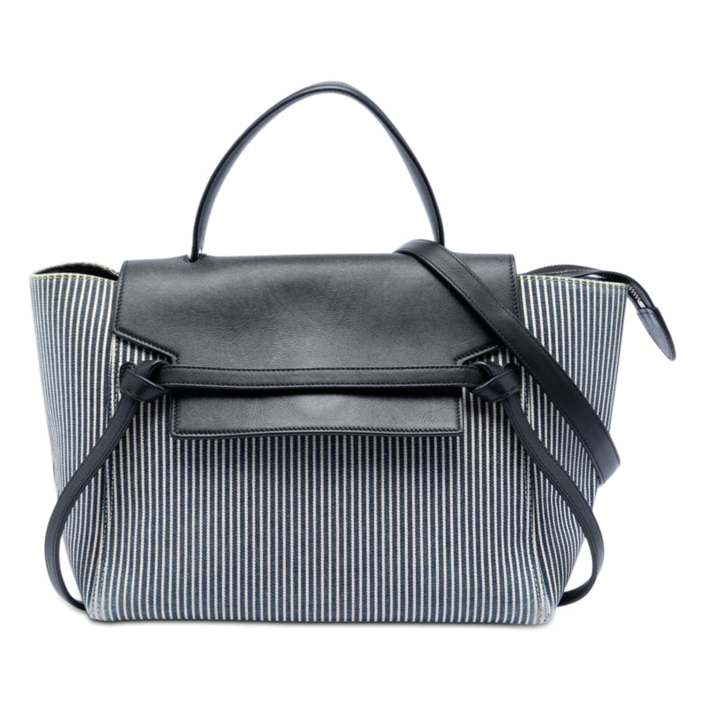 Mini Striped Canvas and Leather Belt Bag