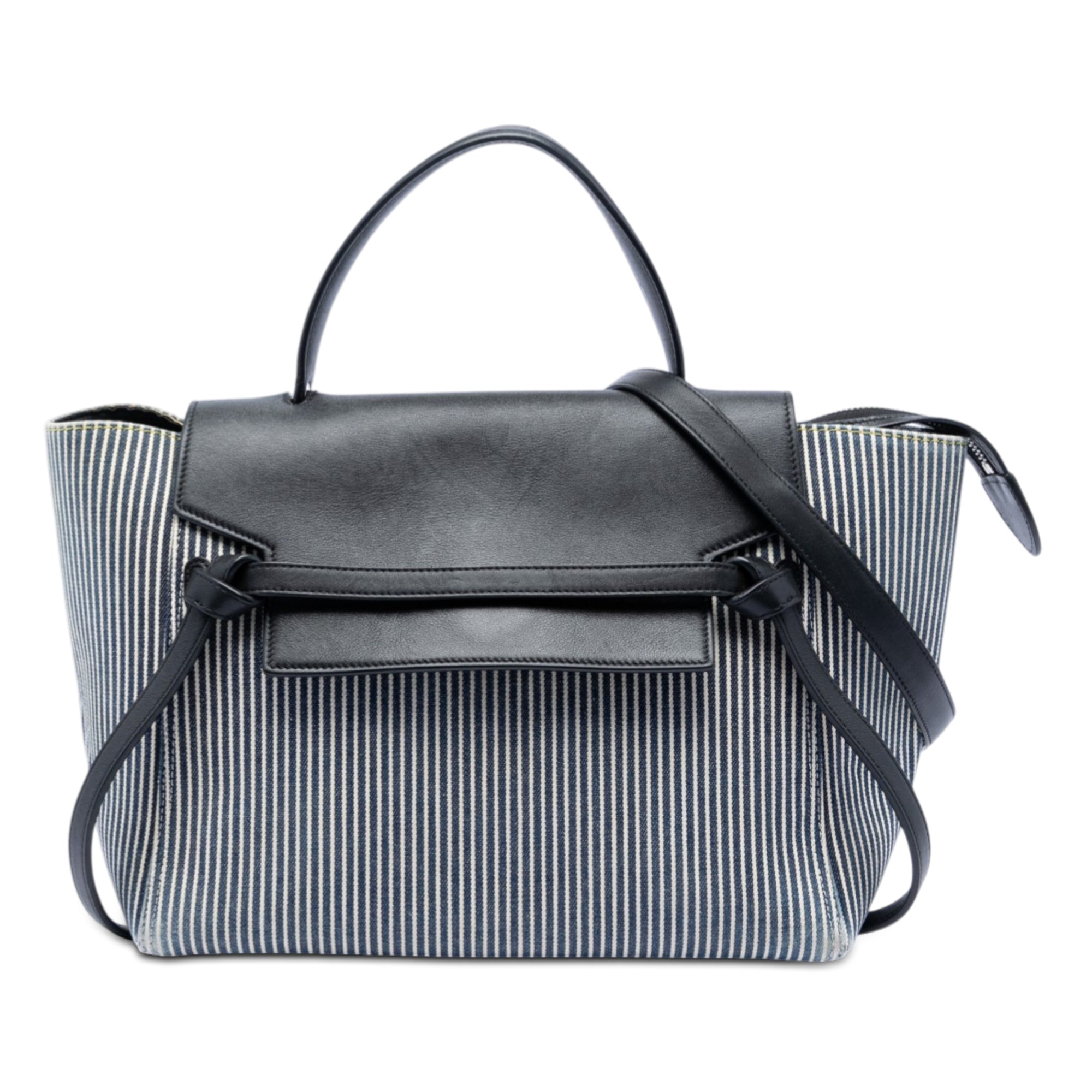 Mini Striped Canvas and Leather Belt Bag