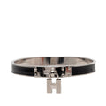 Palladium Plated Leather Kelly Cadena Lock Bangle Bracelet