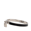 Palladium Plated Leather Kelly Cadena Lock Bangle Bracelet