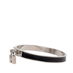 Palladium Plated Leather Kelly Cadena Lock Bangle Bracelet