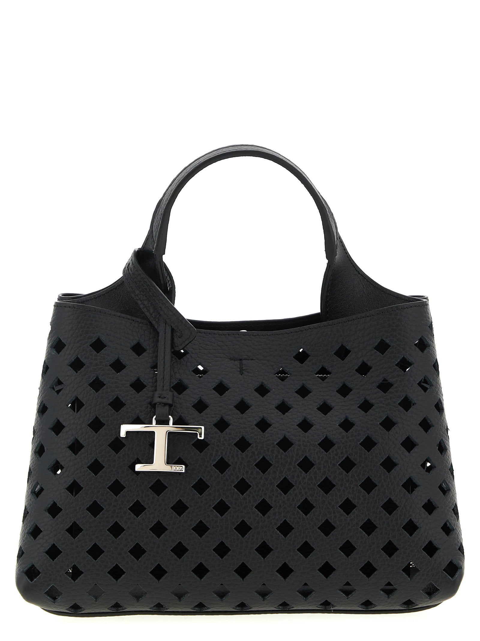 Tod's Openwork Leather Handbag — Black