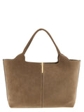 Tod's Suede Shopping Shoulder Bag — Taupe