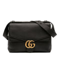 Large GG Marmont Pebbled Calfskin Flap Shoulder Bag