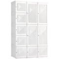 Portable Wardrobe Closet, Folding Armoire Clothes Organizer w/ 8 Cube Compartments, White