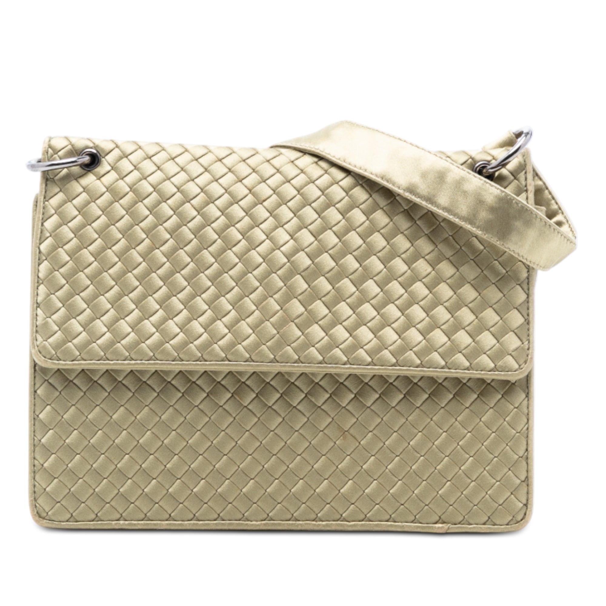 Satin Intrecciato Flap Shoulder Bag