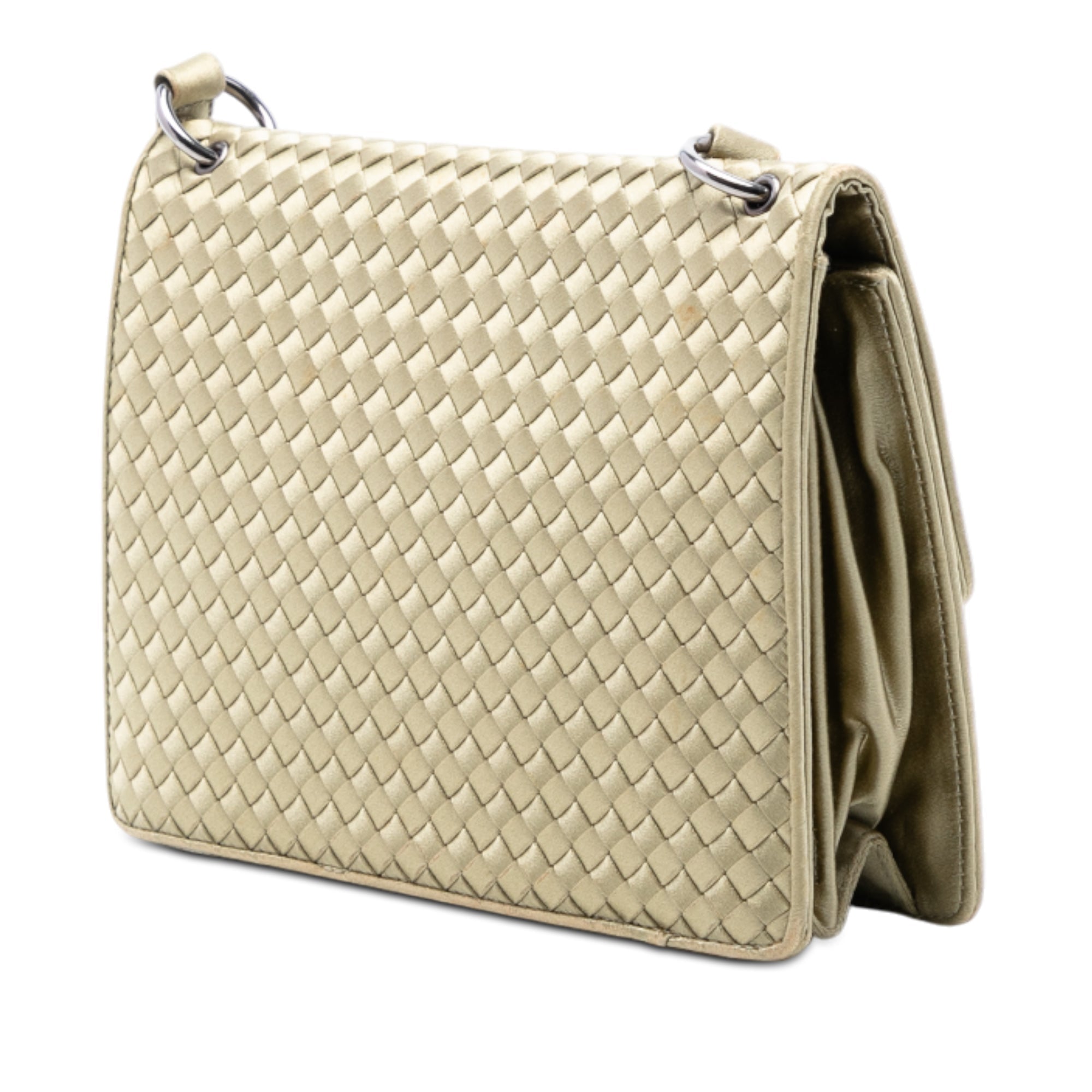 Satin Intrecciato Flap Shoulder Bag