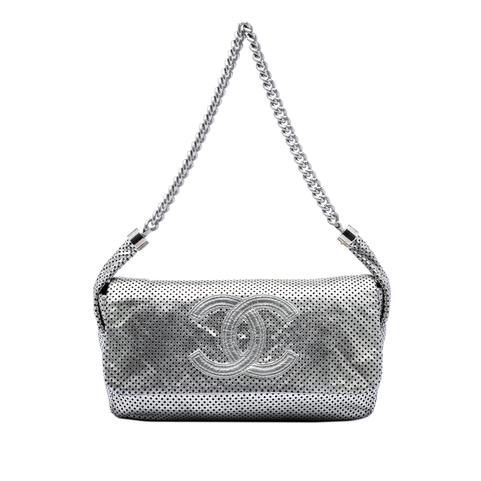 Metallic Glazed Calfskin Perforated Rodeo Drive Flap