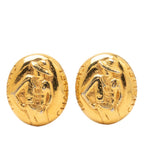 Gold Plated Mademoiselle Logo Clip On Earrings