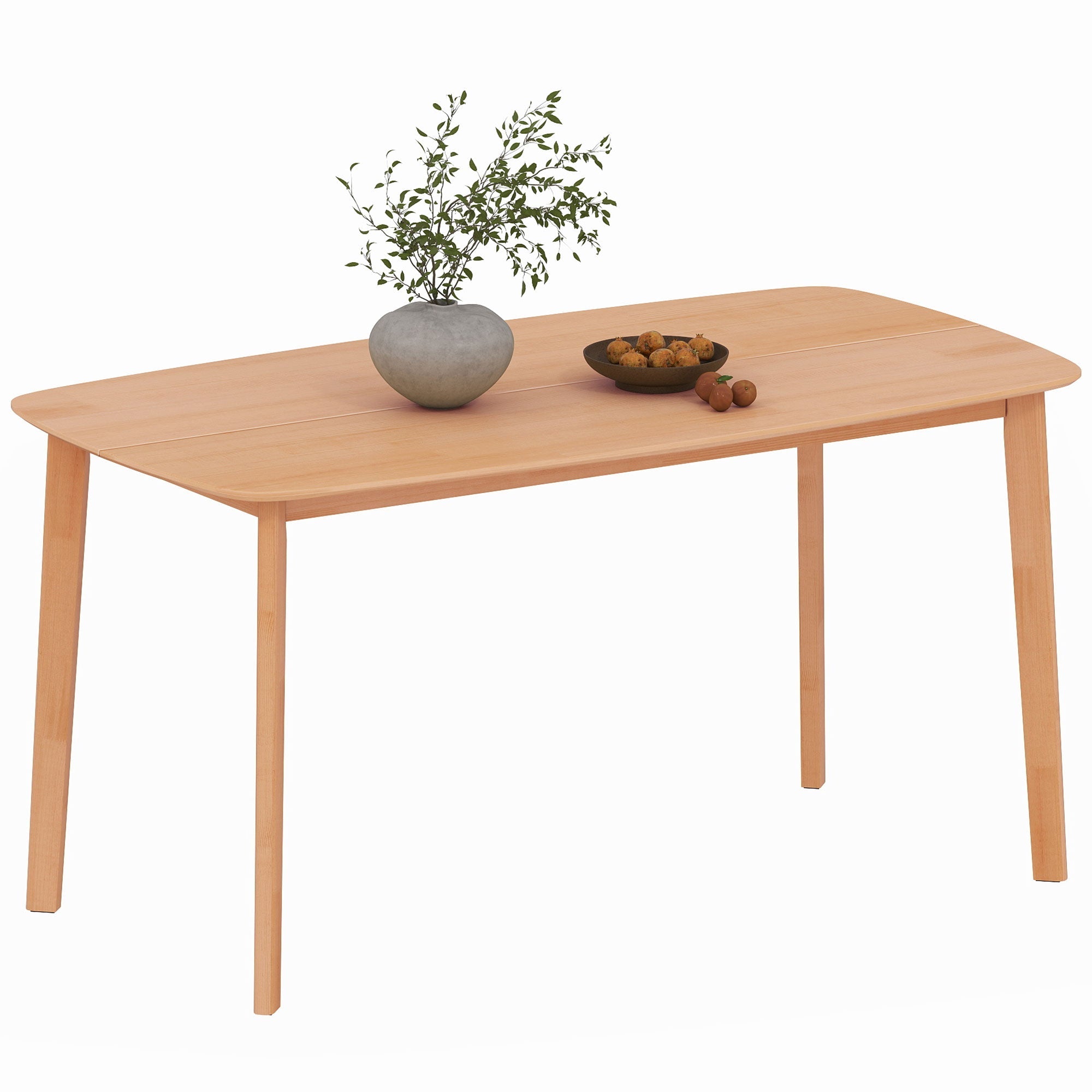 Solid Wood Dining Table for 6 People, 47" Rectangular Kitchen Table, Natural