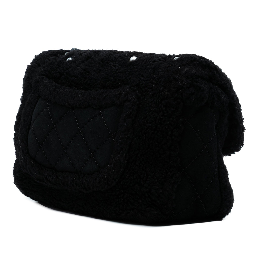 Medium Shearling Pearl Studded Flap