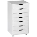 7-drawer Vertical Filing Cabinet, Mobile Office Cabinet on Wheels for Study, Office, White