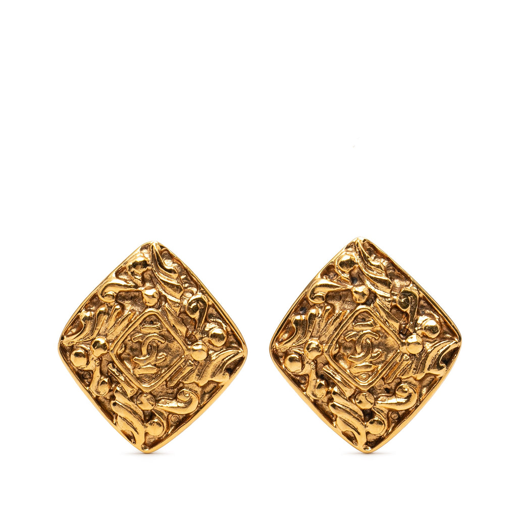 CC Gold Plated Diamond Clip On Earrings