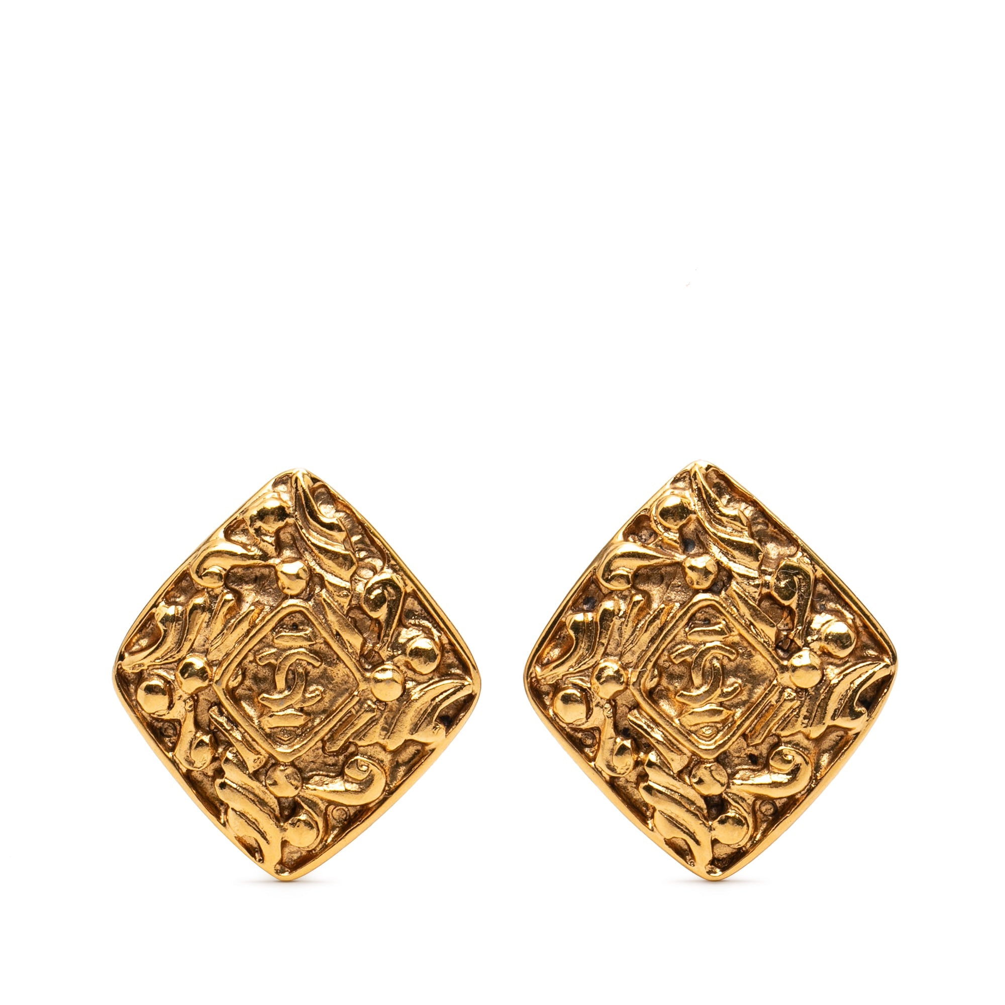 CC Gold Plated Diamond Clip On Earrings
