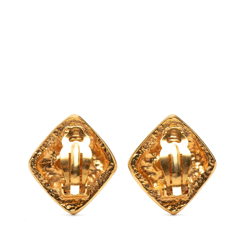 CC Gold Plated Diamond Clip On Earrings