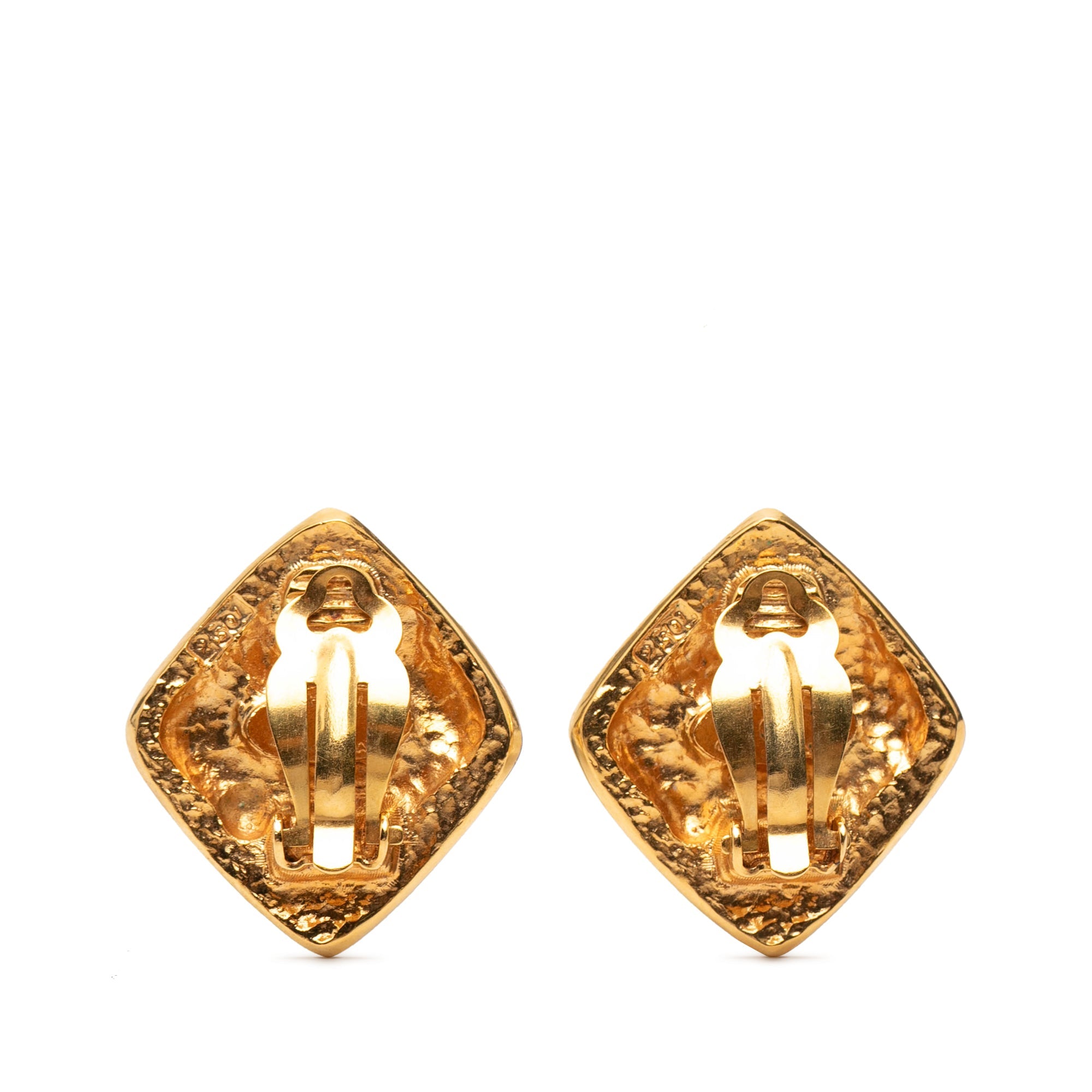 CC Gold Plated Diamond Clip On Earrings