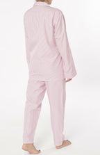 Pijama Mujer Largo Solapa Algodón Popelín Rayas - Rosa 0202_94