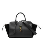 Baby Suede Trimmed Leather Downtown Cabas Satchel